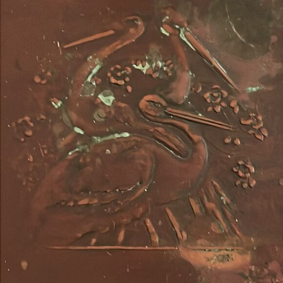 Vintage Copper Bed Warmer Pelican Design Top & Handles Rare Find Set - Picture 7 of 7